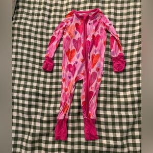 Little Sleepies Pink and Red Heart Kids One Piece
